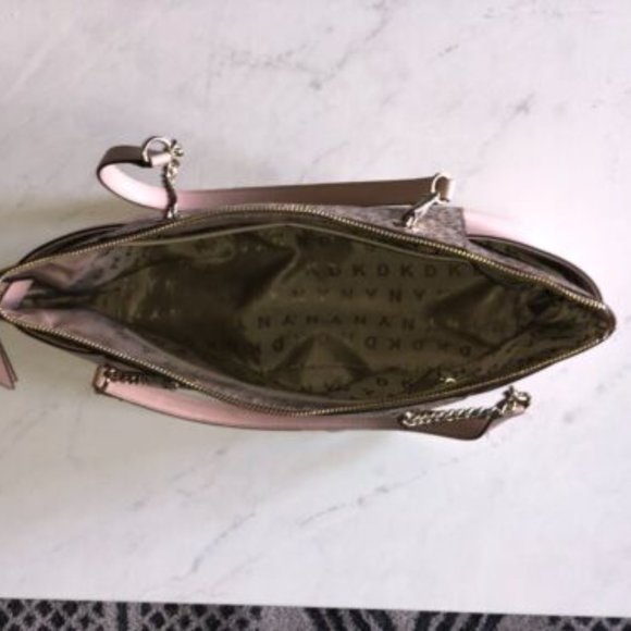 DKNY Pink Gigi Logo-Print Coated Canvas Tote w/ DKNY Interior - Picture 5 of 7